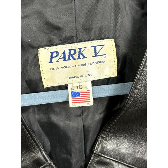 Vtg Park V Leather Biker Vest Womens 16 Black Motorcycle Classic Button Front - Picture 5 of 8
